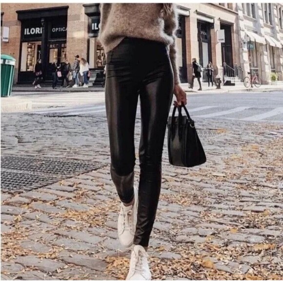 Wilfred Free "Daria" Pant High-waisted UnReal Black Leather Leggings Medium - Picture 3 of 8